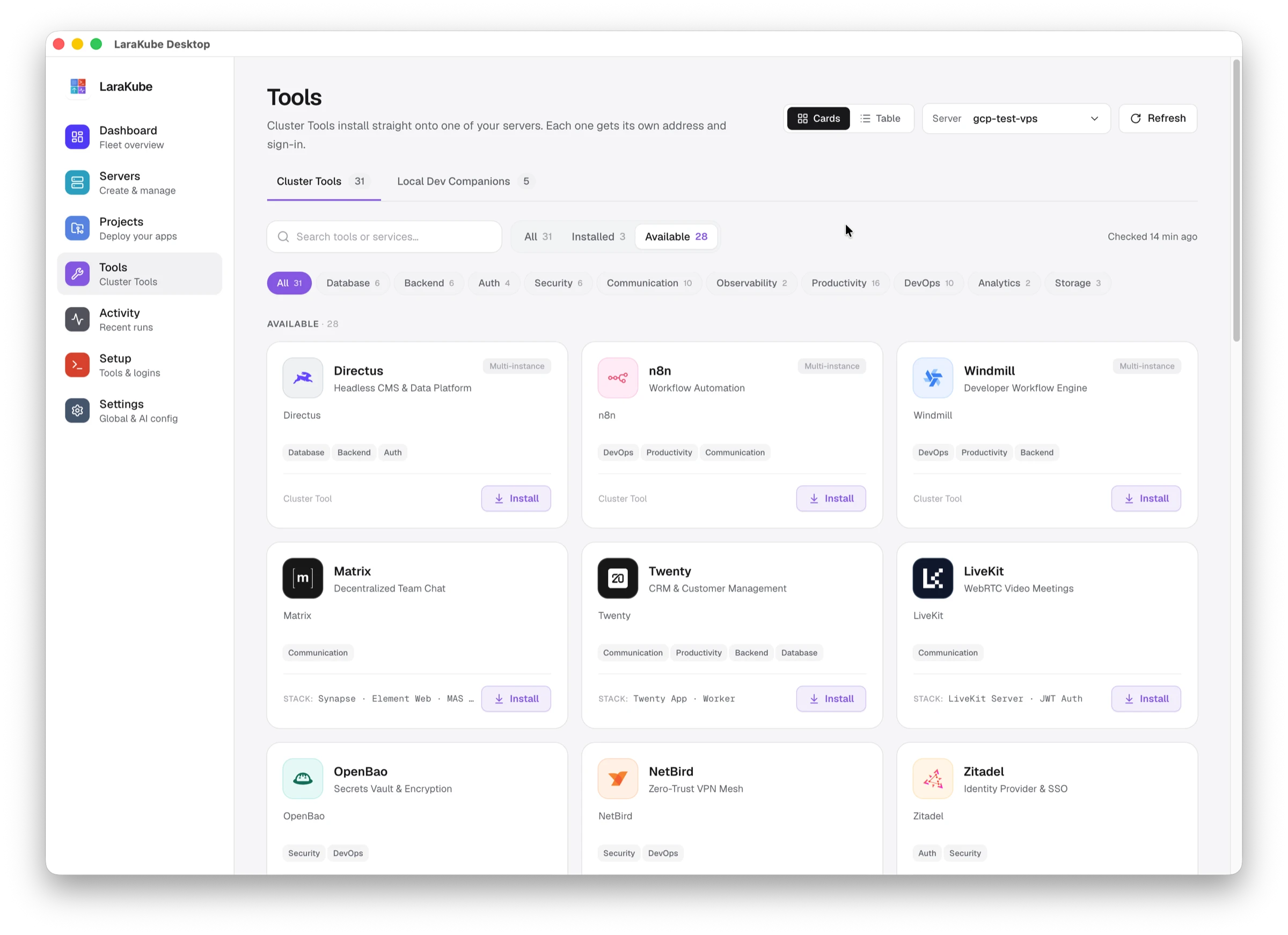 The Tools page